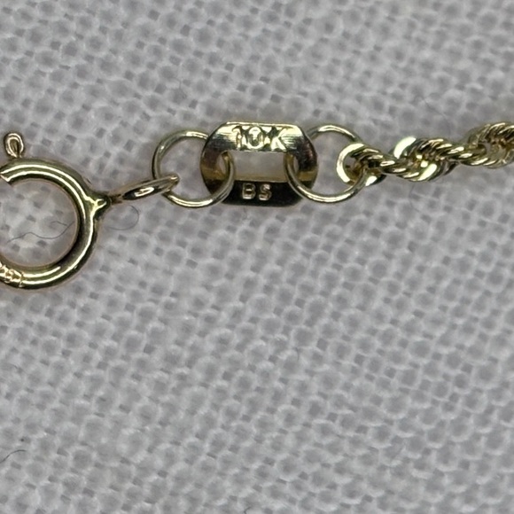 10K Yellow Gold Diamond Cut Rope Bracelet 7” Italy Solid Gold - Picture 6 of 6